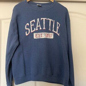 Seattle Washington Est 1852 Blue Souvenir Crewneck Sweatshirt - Womens Medium